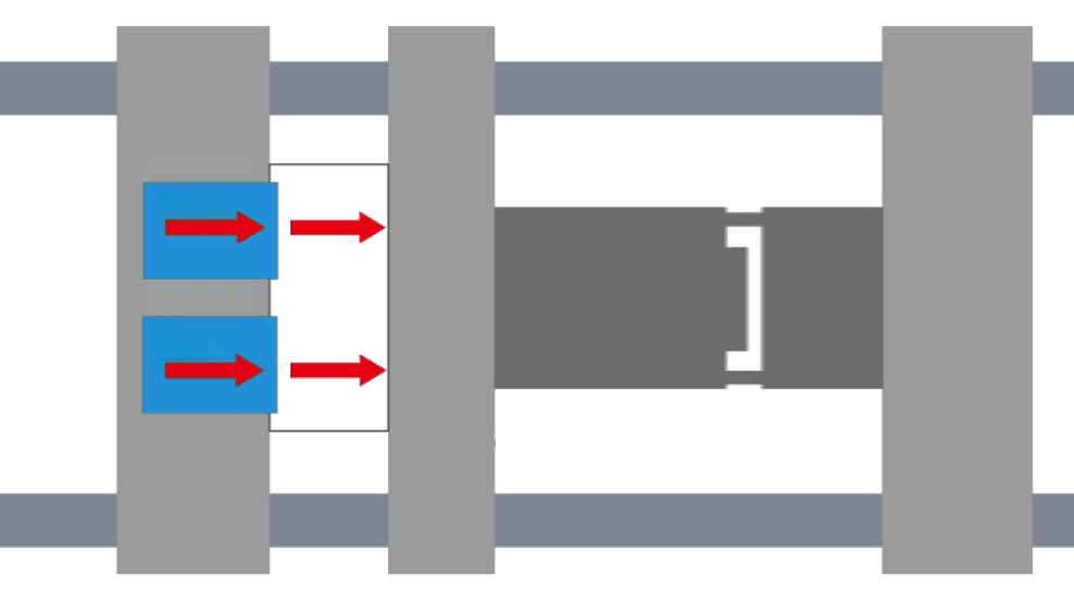 Center direct-pressure clamping cylinders distributed in the middle of the platen