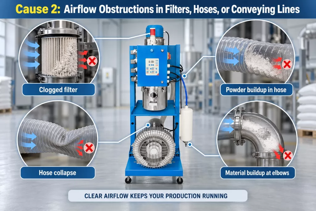 Airflow Obstructions in Filters, Hoses, or Conveying Linesraw material source
