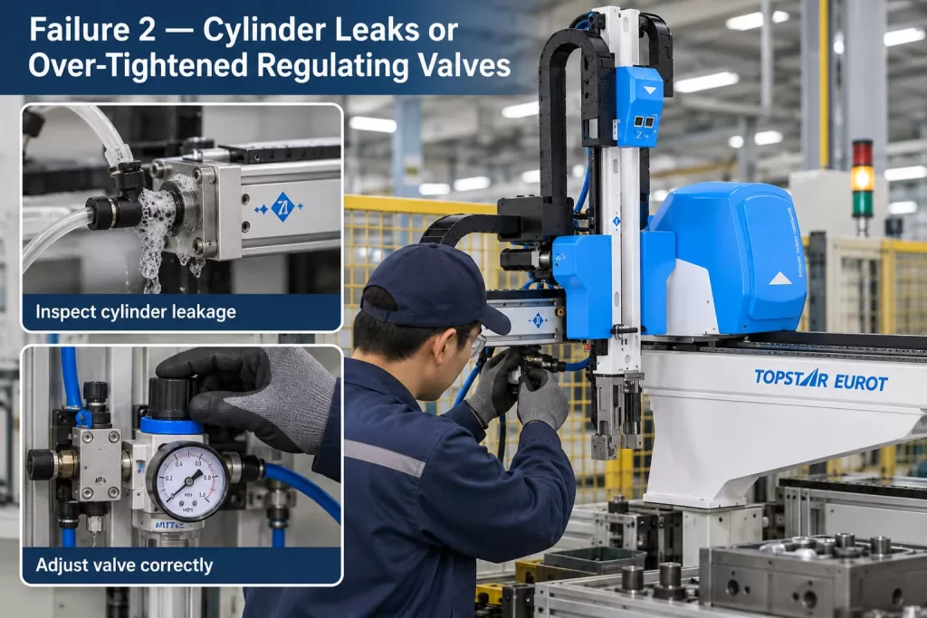 Cylinder Leaks or Over-Tightened Regulating Valves