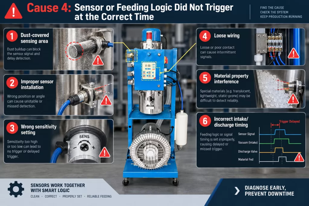 Sensor or Feeding Logic Did Not Trigger at the Correct Time