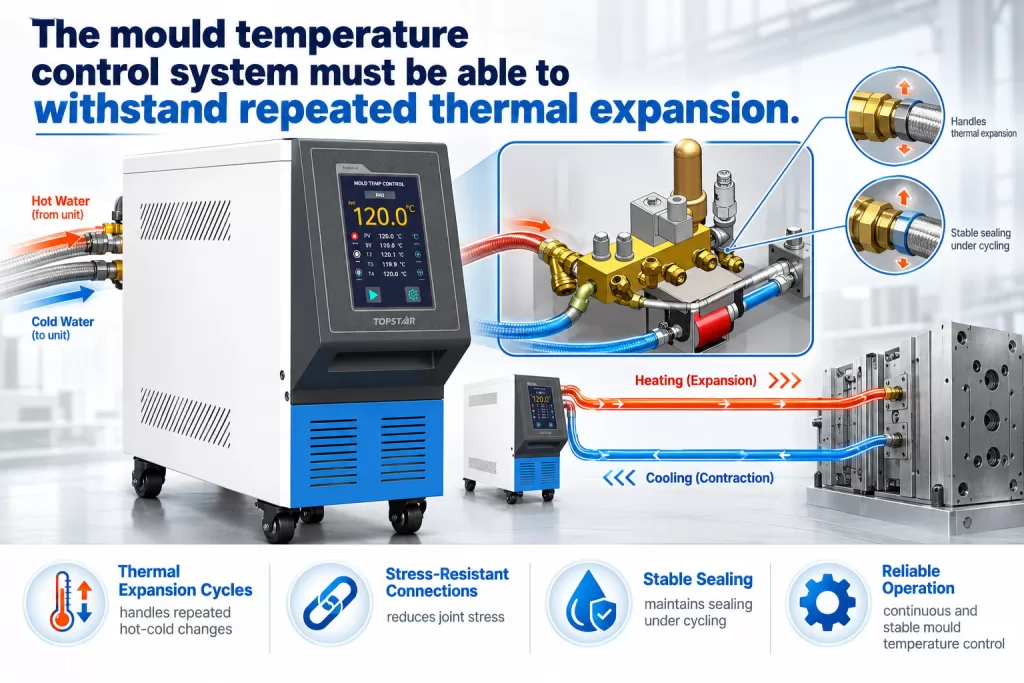 The mould temperature control system must be able to withstand repeated thermal expansion