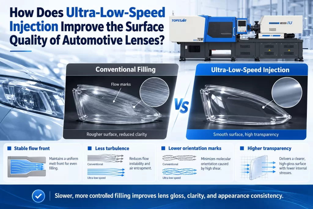 How Does Ultra-Low-Speed Injection Improve the Surface Quality of Automotive Lenses