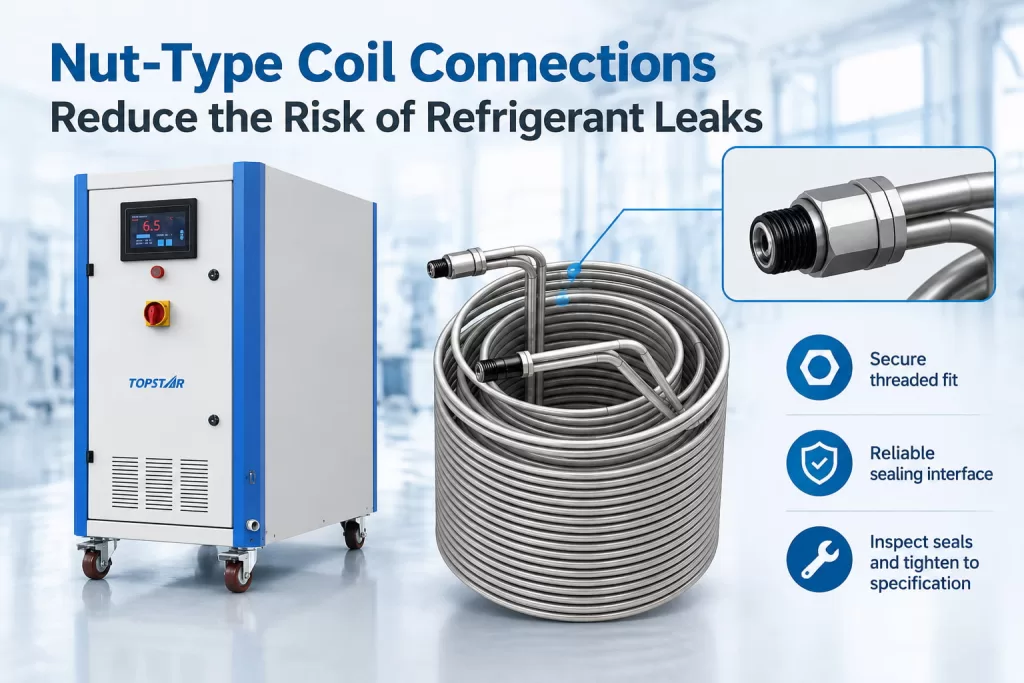 Nut-type coil connections reduce the risk of refrigerant leaks