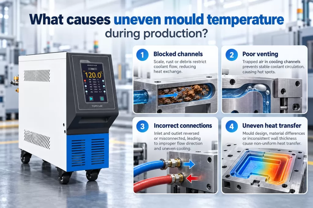 What causes uneven mould temperature during production