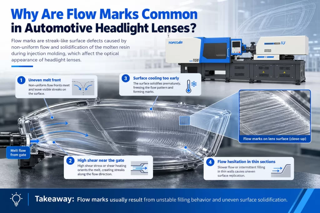Why Are Flow Marks Common in Automotive Headlight Lenses